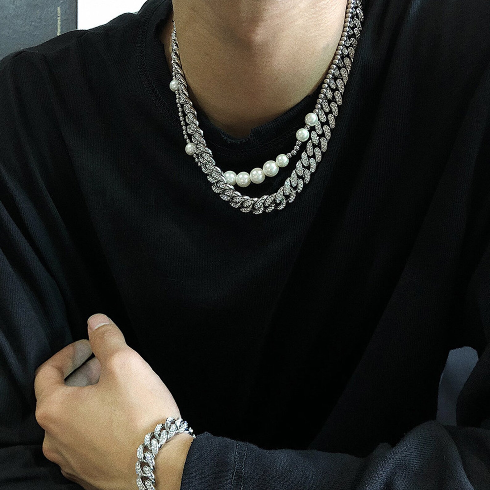 Iced Out Diamond Bust Down Chain Necklace Cystal Steel High Etsy