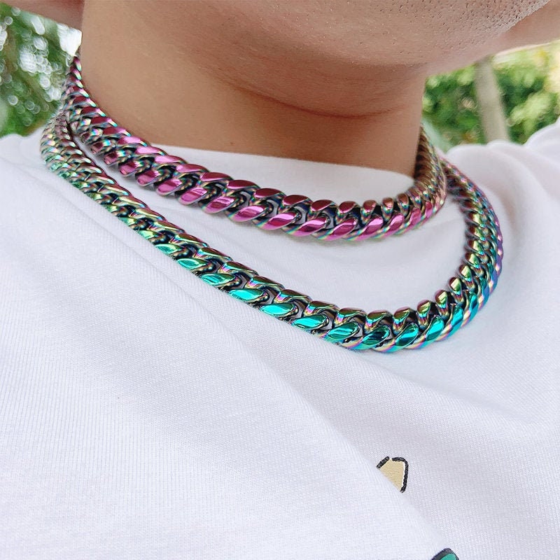 Rainbow cuban link chain best sale