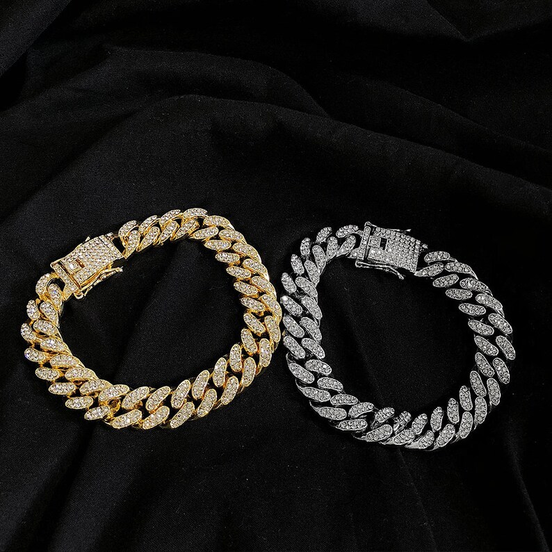 Bust Down Cuban Link Diamond Bracelet Iced Out CZ Crystals Etsy