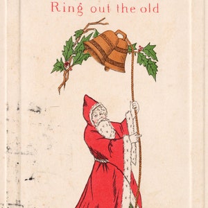Santa Claus Christmas 'Ring In The New' Sonnerie Bells Ettlinger Carte postale Y1