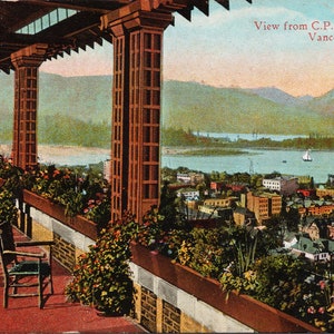 Vancouver BC Vista desde el CPR Hotel Roof Garden Steamer Coast Pub Postcard Y1