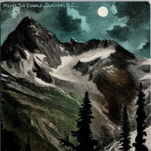 Cartão postal não utilizado da lua cheia da Colúmbia Britânica do Monte Sir Donald Glacier BC Y3