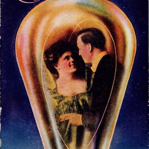 Love Lights Pleasant Hours Man Woman Couple Lovers Romance Light Bulb Unused Postcard Y1