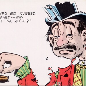 Hobo Comic 'Aint Ya Rich' Poor Man Bucket of Blood Virginia City NV Clements Carte postale Y1