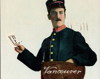 Vancouver BC Letter Carrier Mail Mailman British Columbia c1912 Postcard Y3