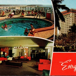 The New Everglades Hotel Miami Florida FL Multiview Advertising Postcard Y2