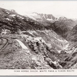 Dead Horse Gulch White Pass e Yukon Route Alaska AK Cartolina RPPC inutilizzata Y3