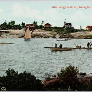 Minnicoganashene Georgian Bay on Boats Boating Unbenutzte Postkarte Y3