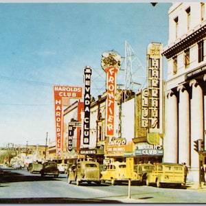 Reno NV Virginia Street Casino Row Nevada USA Carte Postale Y3