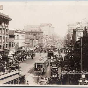 Vancouver C.-B. Hastings Street Colombie-Britannique Streetcars Trolleys RPPC Carte postale Y3