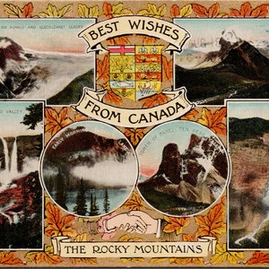 Rocky Mountains Beste wensen van Canada Patriotic Postcard Y2