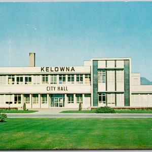 Cartão postal vintage da prefeitura de Kelowna BC Colúmbia Britânica Canadá Y3