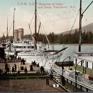 Carte postale Y3 Navire SS Empress of India Vancouver BC Colombie-Britannique CPR Dock Y3