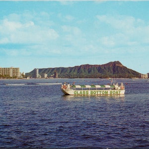 Honolulu Hawaii Le plus grand bateau à fond de verre Carte postale vintage inutilisée Y3
