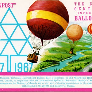 Corrida de Balões do Centenário Canadense 1967 Balloonpost Calgary Primeiro Vôo Postal Spelterini Cartão Postal Y3