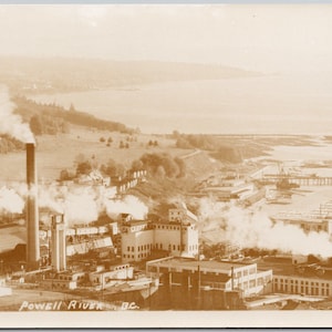 Powell River BC British Columbia Paper Mill Cartolina RPPC inutilizzata Y3