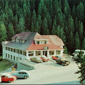 Radium Hot Springs Hotel BC Colombie-Britannique Carte postale vintage Y3 non utilisée