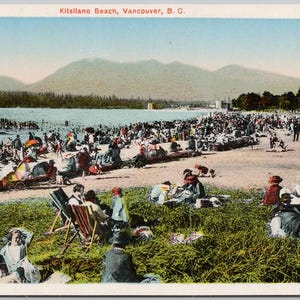Kitsilano Beach Vancouver BC British Columbia inutilisé des années 1920 Leonard Frank Postcard Y4
