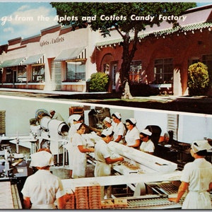 Aplets and Cotlets Candy Factory Cashmere WA Washington Candy Workers Carte postale vintage Y3 inutilisée
