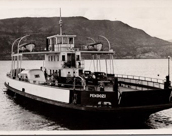 Pendozi Car Ferry Ship Okanagan Lake BC British Columbia Canada Unused 1940s RPPC Postcard Y3