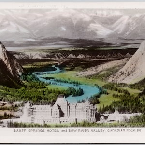 Banff Springs Hotel Banff Alberta AB Bow River Valley Kanadische Rockies Unbenutzt RPPC Postkarte Y3