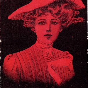 Mädchen aus dem goldenen Westen Portrait Frau rot Hut D. Hillson Postkarte Y1