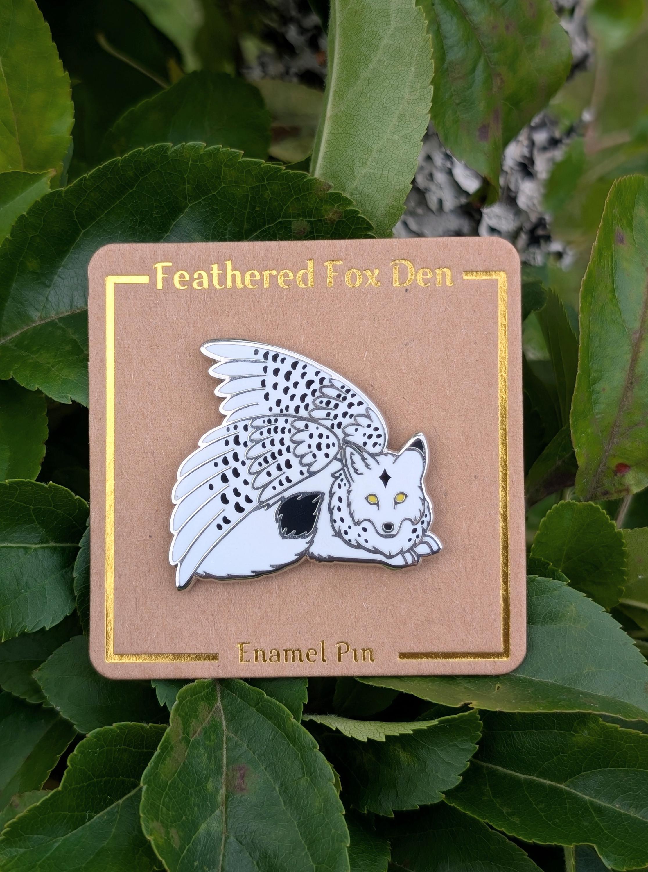 Snowy Owl Feathered Fox Pin