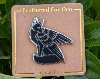Crow Feathered Fox Pin