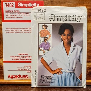 Vintage SIMPLICITY #7482 Sewing Pattern/ UNCUT/  Misses' Set of Easy to Sew Blouses