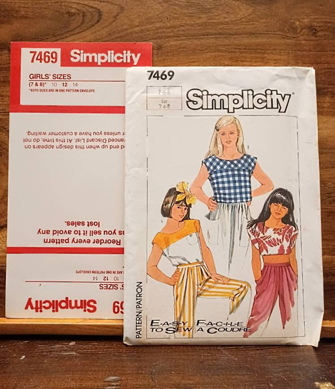 Vintage SIMPLICITY 7469 Sewing Pattern/ UNCUT/ Girls' Pullover Tops Etsy
