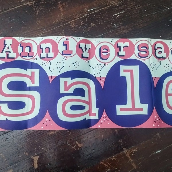 Vintage NOS 1950s Department Store Anniversary Sale Paper Advertising Sign Banner 29.5"