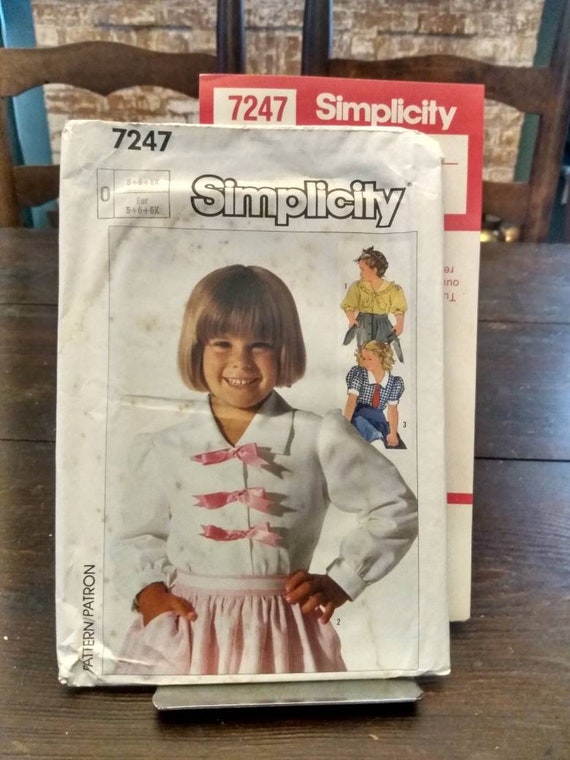 Vintage SIMPLICITY 7247 Sewing Pattern/ Uncut/ Childs Blouse - Etsy