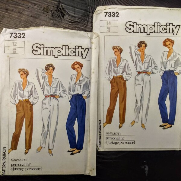 Vintage Simplicity #7332 Sewing Pattern/ Uncut/ Misses' Proportioned Pants