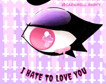 Pastel Goth Tears Square 4x4 Mini Art Print | Original Artwork, Wall Decor, Room Decor, Decor Gifts, Pastel Goth Art, Wall Art, Room Art