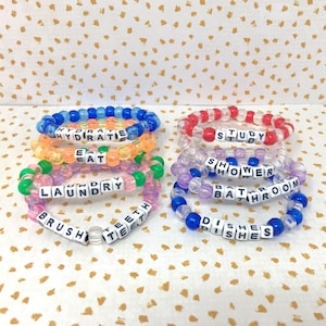 Chore and Task Reminder Kandi Bracelets | ADHD Tool, Chore List, ADHD Reminders, To Do List, Neurodivergent, Kandi, Can be Personalized