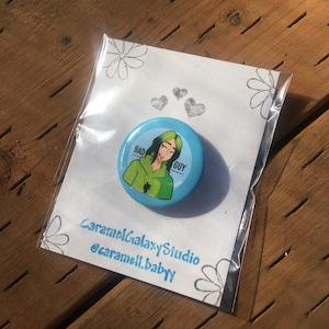 Bad Guy || Billie Eilish Inspired Button, Pinback, Badge, Fanart, Art, Musician, Music, Fanmade, Cute Button