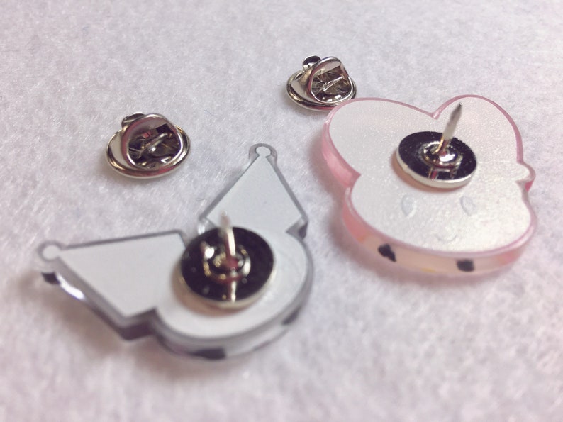 Chibi Anime Kawaii Hello Kitty My Melody and Kuromi Acrylic Pin Set || Sanrio Pinback Pastel