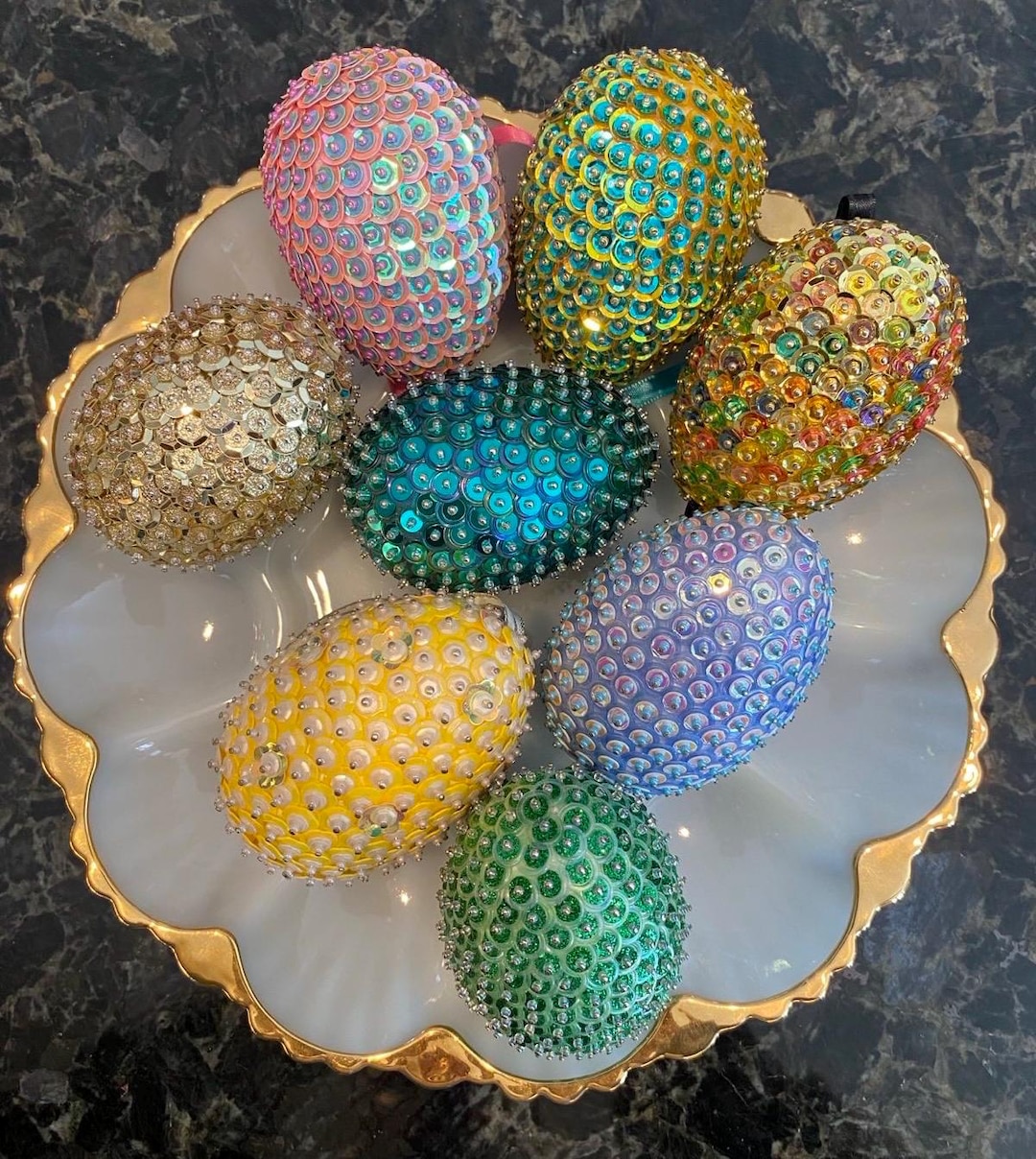Gold Sequin Ball Ornament