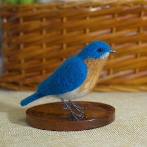 Needle felted birds. Eastern blue bird. Birds home decor. Needle felted animals. Birds ornament. Needle felted Christmas ornament.