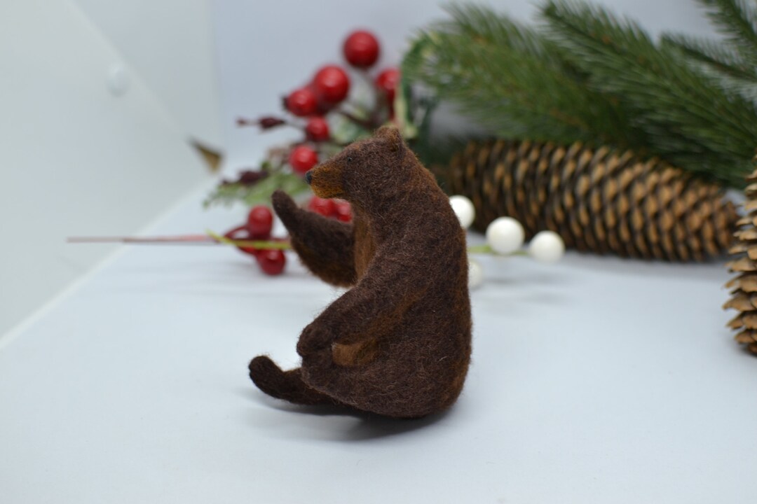 Needle Felted Grizzly Bear. Fiber Art, Handmade, Forest Animal. Etsy