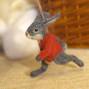 Needle felted hare, needle felted animal. Christmas decoration