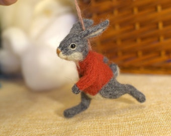 Needle felted hare, needle felted animal. Christmas decoration