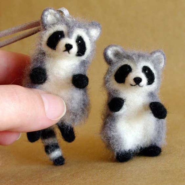 Needle felting craft set raccoon ,Non-finished 2021 . Raccoon Needle Felting Package material DIY Felted Kits