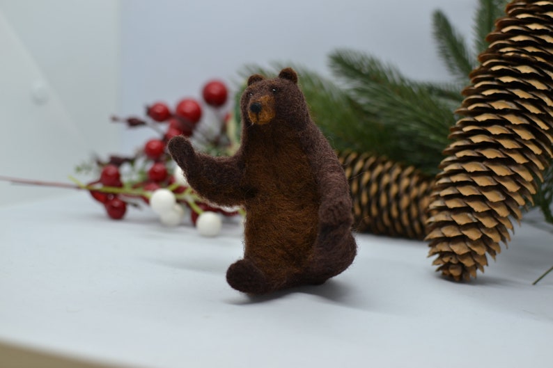 Needle Felted Grizzly Bear. Fiber Art Handmade Forest Etsy