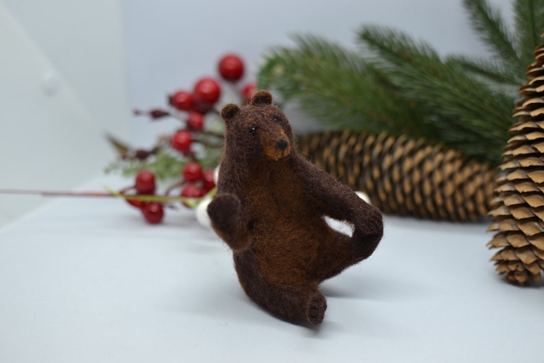 Needle Felted Grizzly Bear. Fiber Art Handmade Forest Etsy