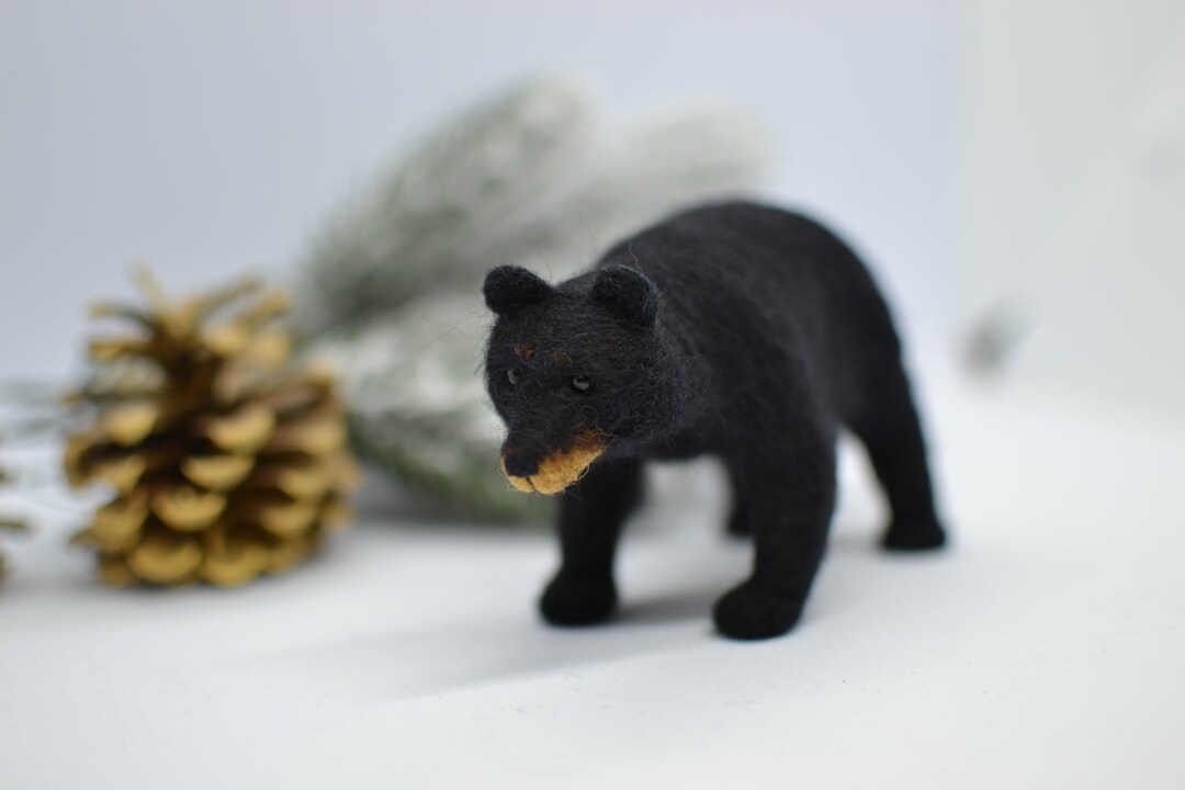 Needle Felted Black Bear,black Bear Toy Needle Felted Animals. Wild