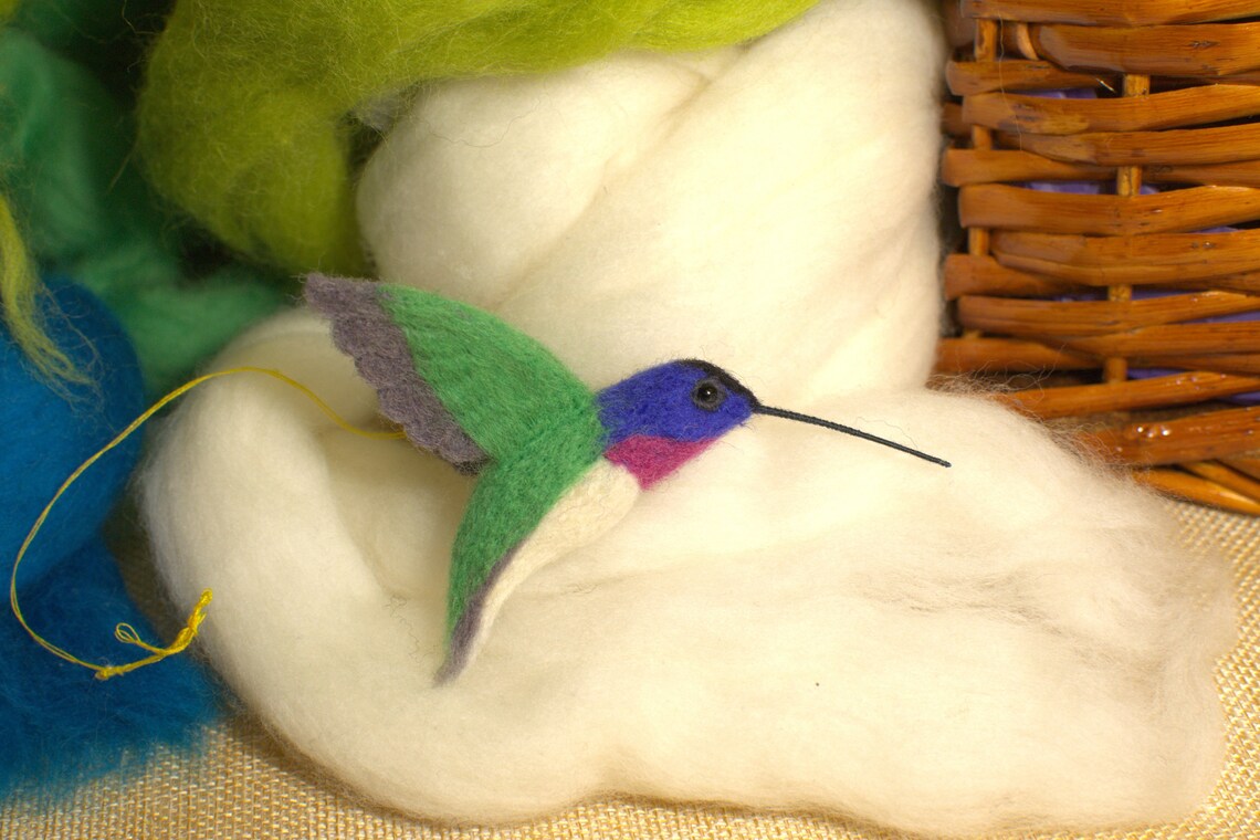 Needle Felted Hummingbirdgreen. Needle Felted Birds.needle Etsy