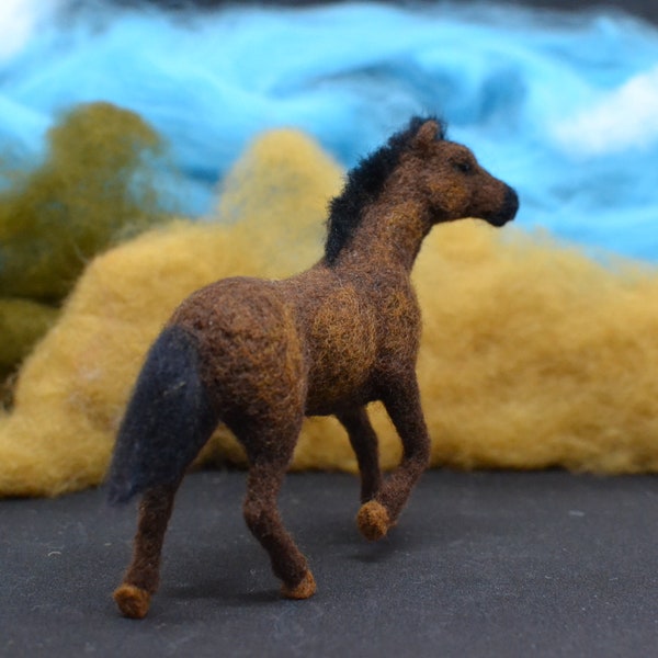 Needle Felted horse, Animal felting, dry felting, horse sculpture, needle felting animal, art doll animal, collection toy.(made to order)