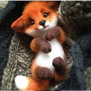 Needle felting craft kit fox Non finished Handcrafted Pocket Animal Pet Doll Toy Wool Needle Felting Kit