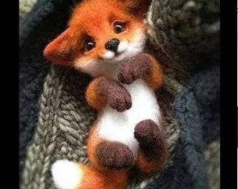 Needle felting craft kit fox Non finished Handcrafted Pocket Animal Pet Doll Toy Wool Needle Felting Kit